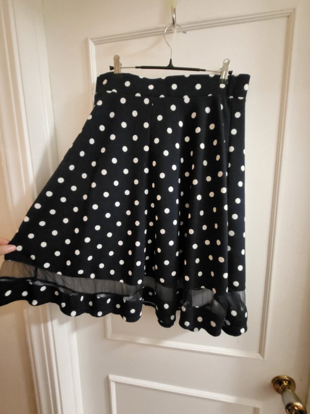 Retro Polka Dot Midi Skirt - Faith and Joy - Mesh Detail - Large - Picture 4 of 5